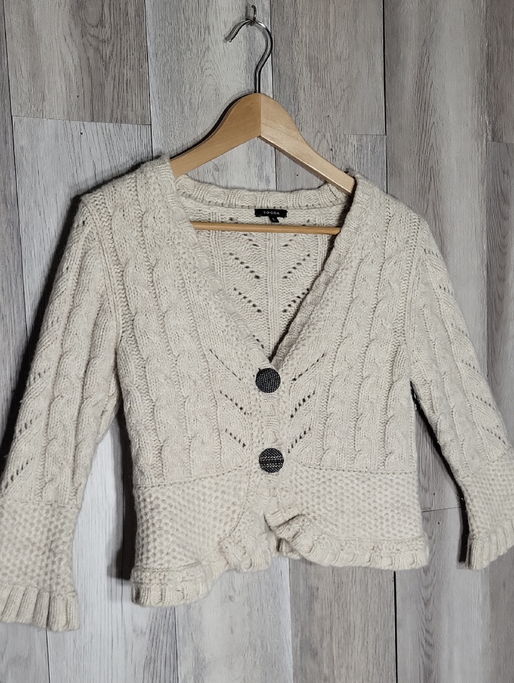 TOCCA Wool Angora Blend Cardigan‎ Bell Sleeves Soft Feminine Knit Sweater Large